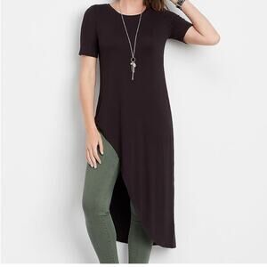 Maurices 24/7 Solid Black Asymmetrical Tee Top Women's XL NWT